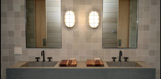 Architectural lighting and electrical work in a modern bathroom.
