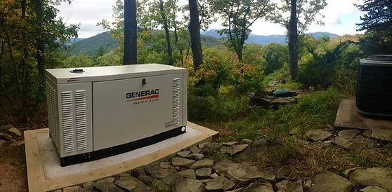 Standby generator installed outside a home.